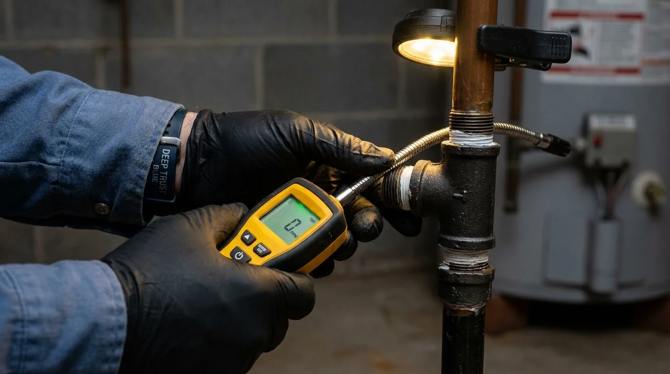 Gas leak detection with electronic sniffer by Johns Plumbing LLC in Talent