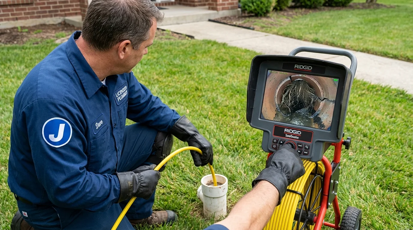 Sewer camera inspection being performed by Johns Plumbing LLC in Talent
